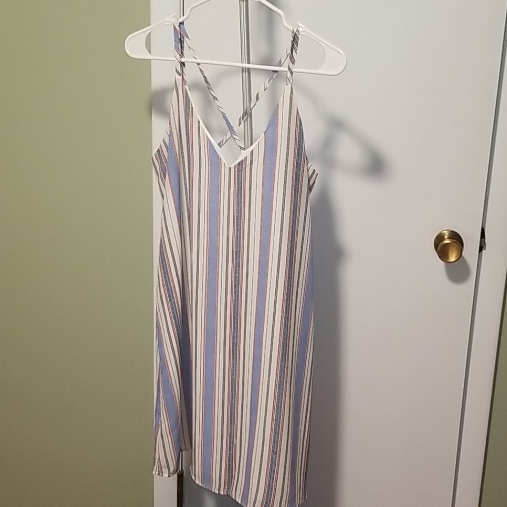 Red, white, blue striped dress